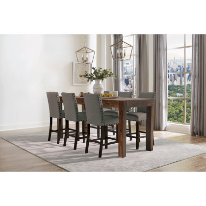 Coaster - Solid Back Upholstered Counter Height Stools (Set Of 2) in Gray/Antique Noir