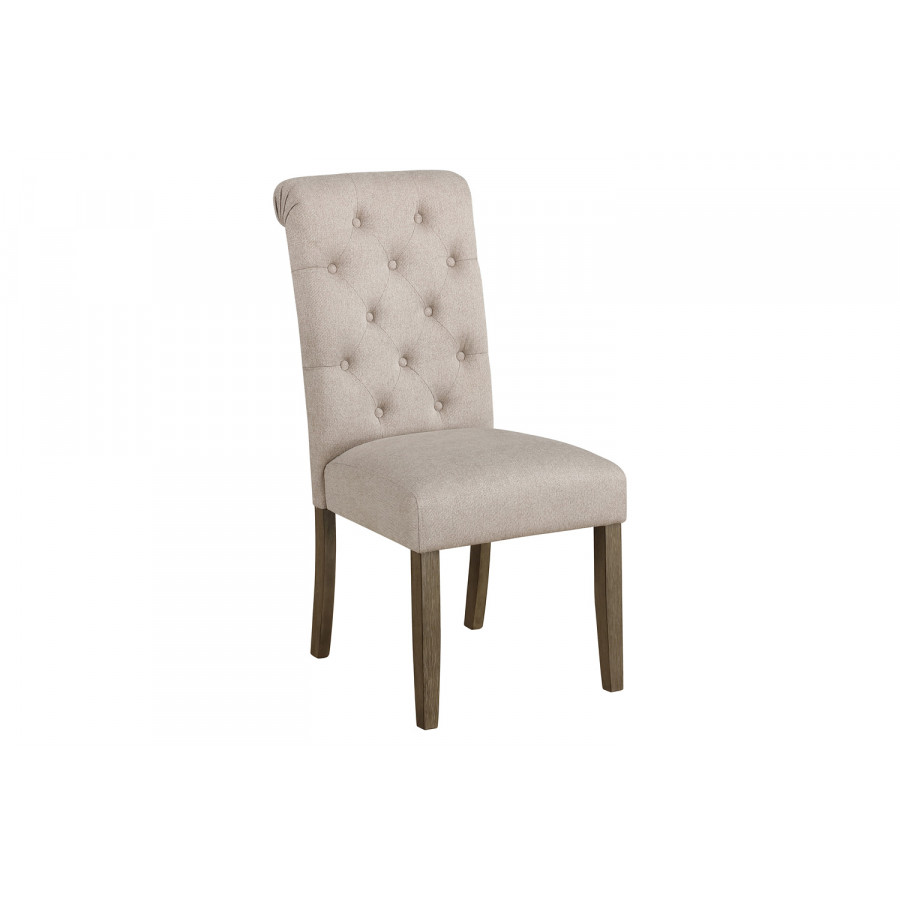 Coaster Calandra Tufted Back Side Chairs (Set Of 2) - Rustic Brown/Beige