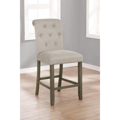 Coaster Tufted Back Counter Height Stools (Set Of 2) - Beige/Rustic Brown