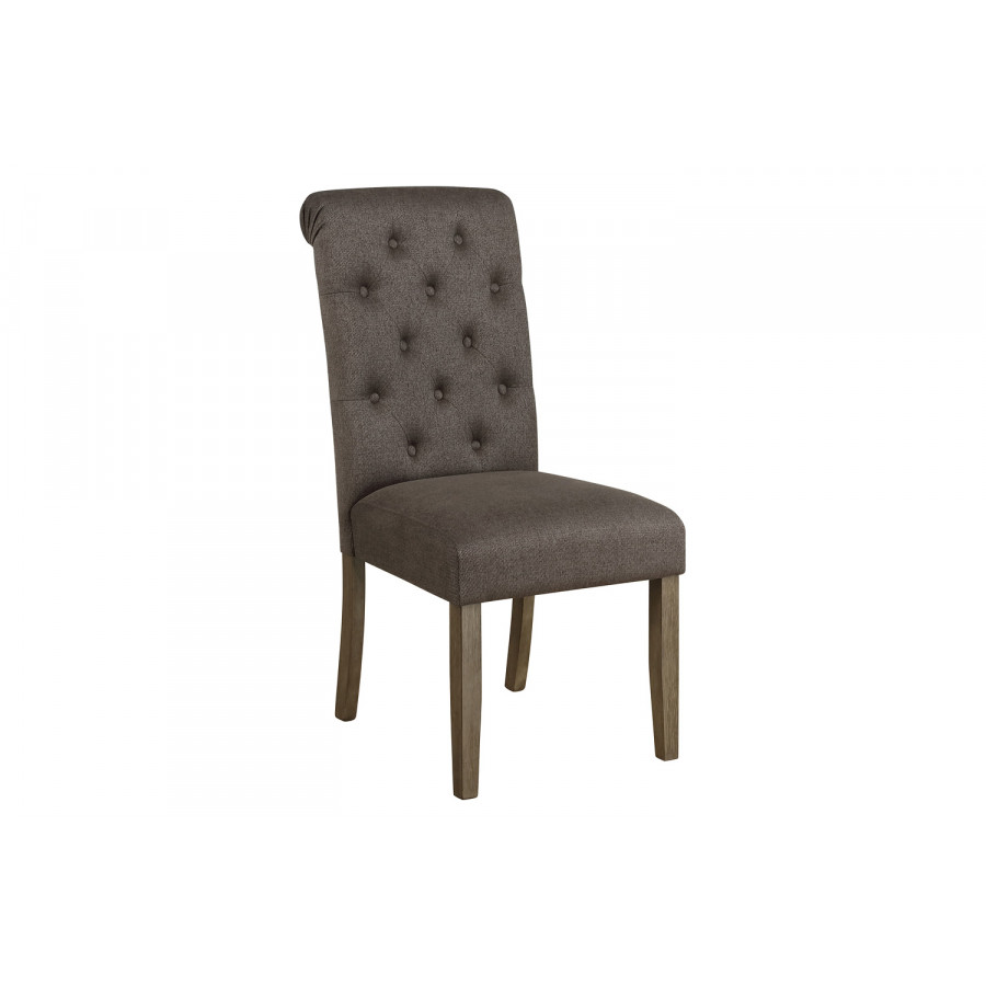 Coaster Calandra Tufted Back Side Chairs (Set Of 2) - Rustic Brown/Gray
