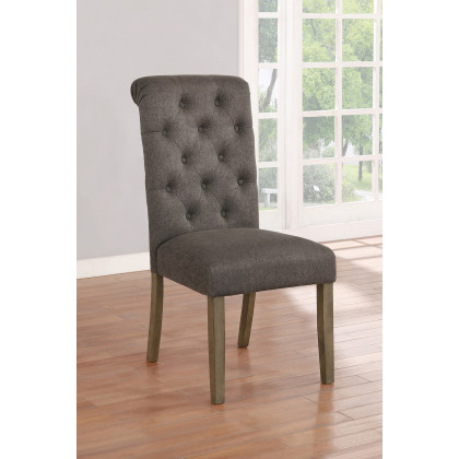 Coaster Calandra Tufted Back Side Chairs (Set Of 2) - Rustic Brown/Gray