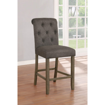Coaster Tufted Back Counter Height Stools (Set Of 2) - Gray/Rustic Brown