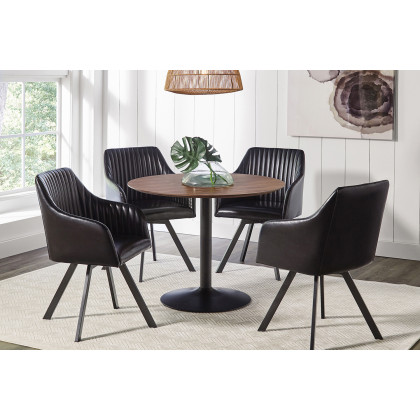 Coaster Tufted Sloped Arm Swivel Dining Chair - Black/Gunmetal