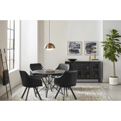Coaster Tufted Sloped Arm Swivel Dining Chair - Black/Gunmetal