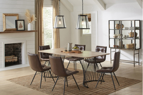 Coaster™ Altus Swirl Base Dining Table - Natural Oak/Gunmetal