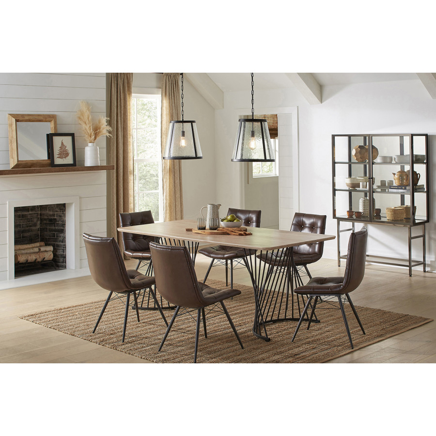 Coaster - Altus Swirl Base Dining Table in Natural Oak/Gunmetal