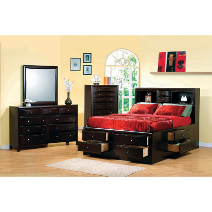 Coaster Phoenix 10-Drawer Queen Bed - Deep Cappuccino