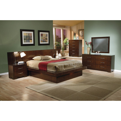 Coaster Jessica Queen Platform Bed with Rail Seating - Cappuccino