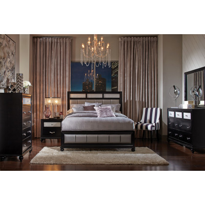 Coaster Barzini California King Upholstered Bed - Black/Gray