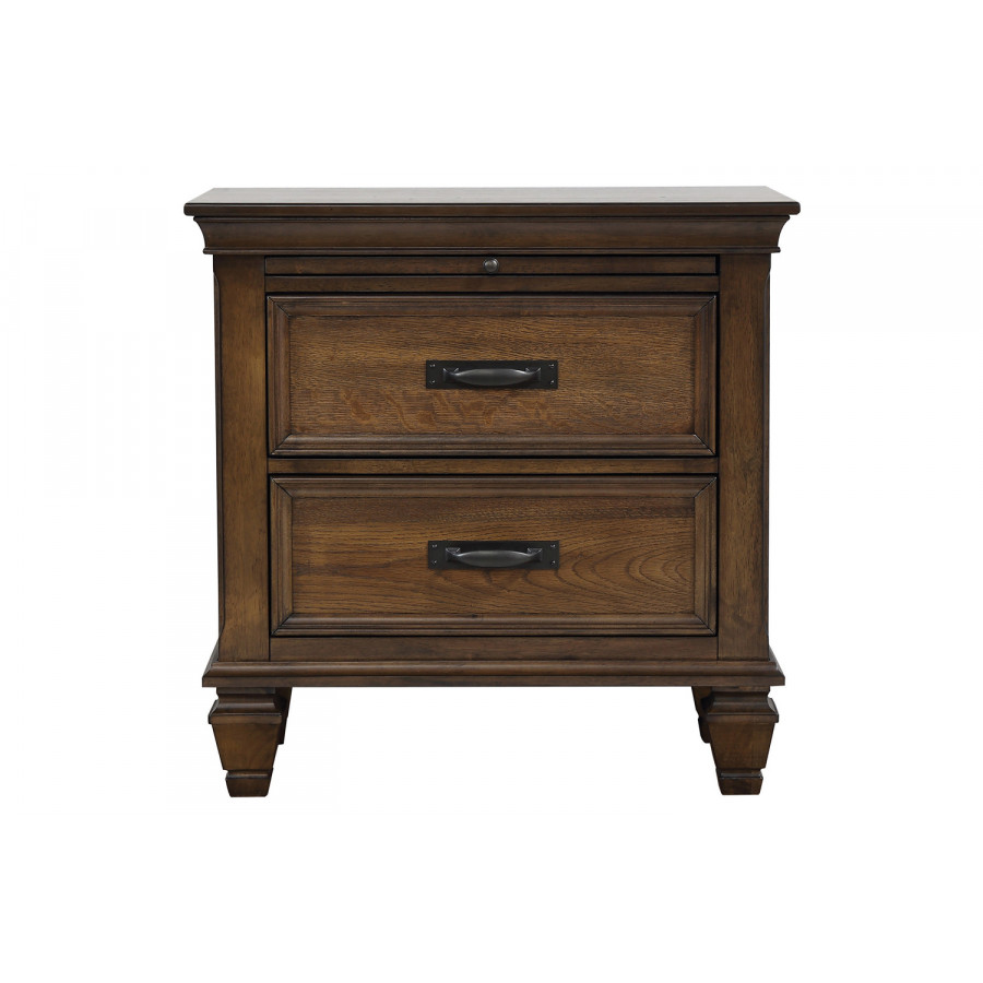 Coaster - 2-Drawer Nightstand With Pull Out Tray in Burnished Oak