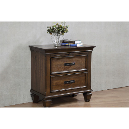 Coaster - 2-Drawer Nightstand With Pull Out Tray in Burnished Oak