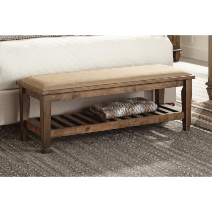 Coaster - Bench With Lower Shelf in Beige/Burnished Oak