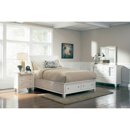 Coaster Sandy Beach Queen Storage Sleigh Bed - White