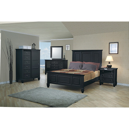 Coaster Sandy Beach Eastern King Panel Bed with High Headboard - Black