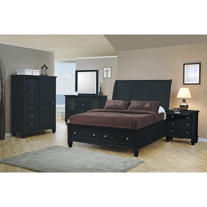 Coaster Sandy Beach Queen Storage Sleigh Bed - Black