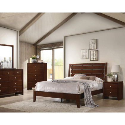 Coaster Serinity Full Panel Bed with Cut-Out Headboard - Rich Merlot