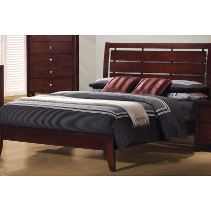 Coaster Serinity Full Panel Bed with Cut-Out Headboard - Rich Merlot