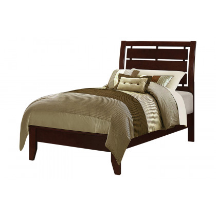 Coaster Serinity Twin Panel Bed with Cut-Out Headboard - Rich Merlot