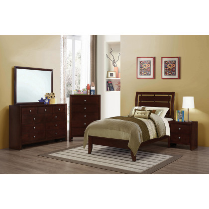 Coaster Serinity Twin Panel Bed with Cut-Out Headboard - Rich Merlot