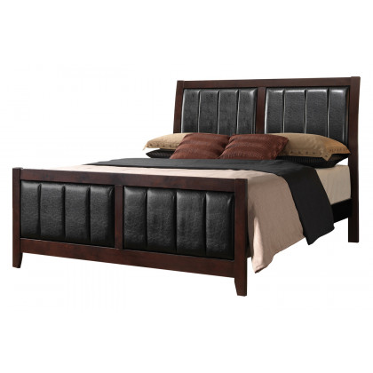 Coaster Carlton Queen Upholstered Bed - Cappuccino/Black