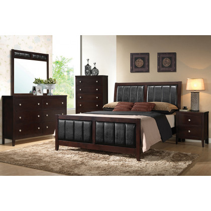 Coaster Carlton Queen Upholstered Bed - Cappuccino/Black