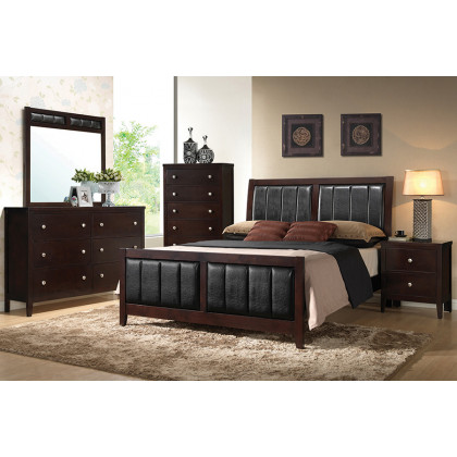 Coaster Carlton Queen Upholstered Bed - Cappuccino/Black