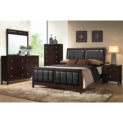 Coaster Carlton Queen Upholstered Bed - Cappuccino/Black