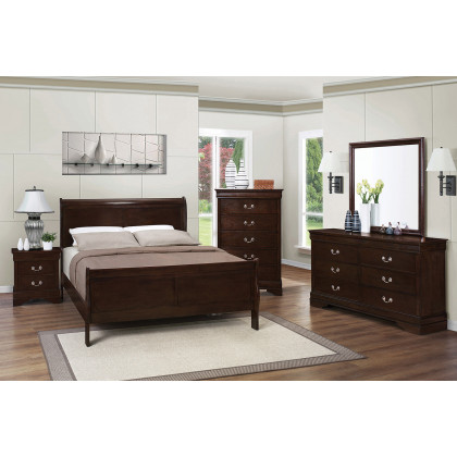 Coaster Louis Philippe Queen Panel Sleigh Bed - Cappuccino