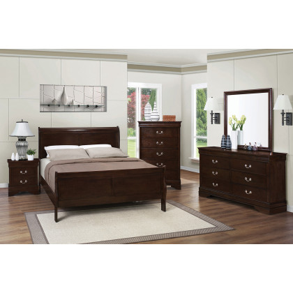 Coaster Louis Philippe Queen Panel Sleigh Bed - Cappuccino