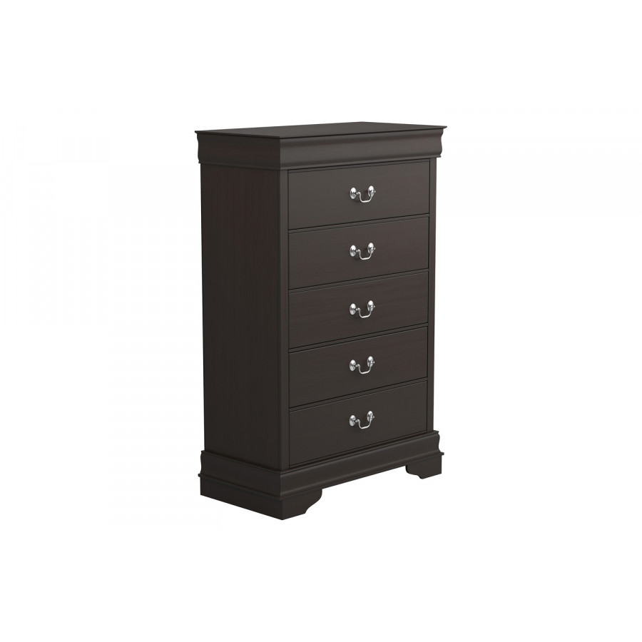 Coaster Louis Philippe 5-Drawer Chest with Silver Bails - Cappuccino