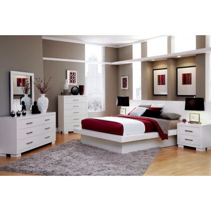Coaster Jessica Eastern King Platform Bed with Rail Seating - White