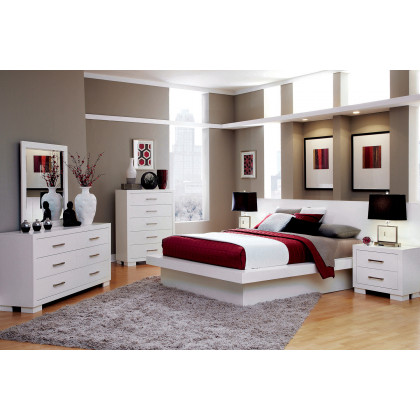 Coaster Jessica Eastern King Platform Bed with Rail Seating - White