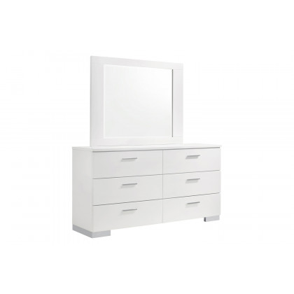 Coaster Felicity Queen Panel Bed with Led Lighting - Glossy White