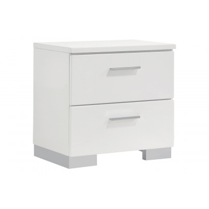Coaster Felicity Queen Panel Bed with Led Lighting - Glossy White