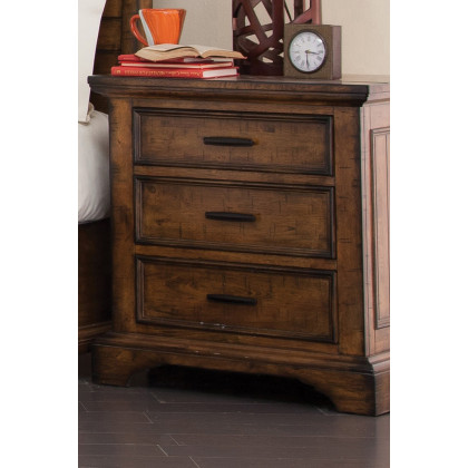 Coaster - Elk Grove 3-Drawer Nightstand in Vintage Bourbon