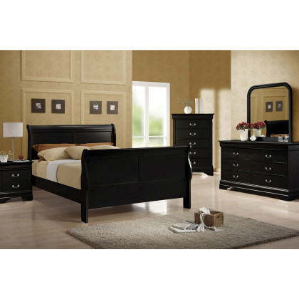 Coaster Santee Louis Philippe Full Sleigh Panel Bed - Black