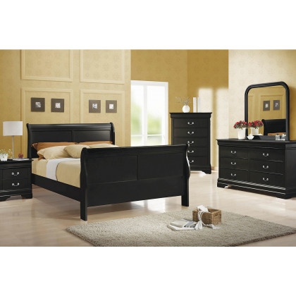 Coaster Santee Louis Philippe Full Sleigh Panel Bed - Black