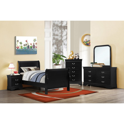 Coaster Santee Louis Philippe Twin Sleigh Panel Bed - Black