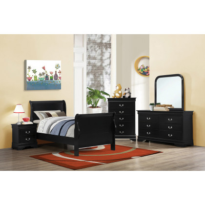 Coaster Santee Louis Philippe Twin Sleigh Panel Bed - Black