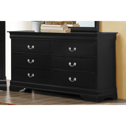 Coaster - Louis Philippe Rectangular 6-Drawer Dresser in Black