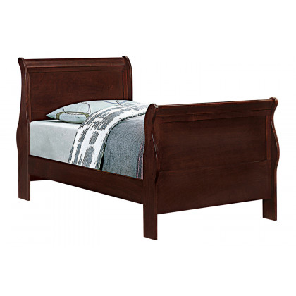 Coaster Santee Louis Philippe Twin Sleigh Panel Bed - Red Brown
