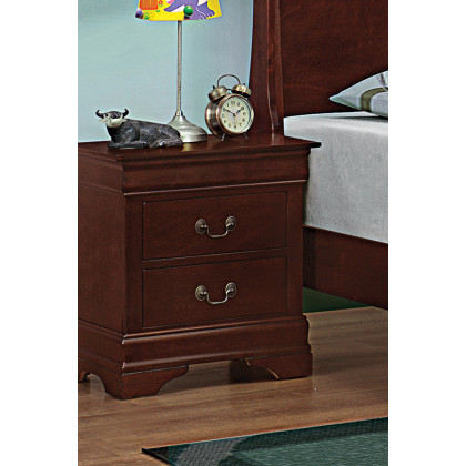 Coaster - Santee Louis Philippe Rectangular 2-Drawer Nightstand in Red Brown