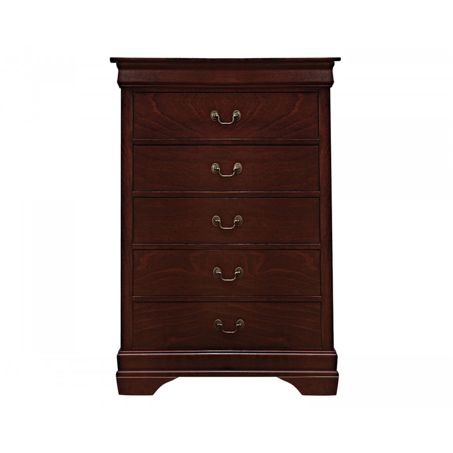 Coaster - Santee Louis Philippe Rectangular 5-Drawer Chest in Red Brown