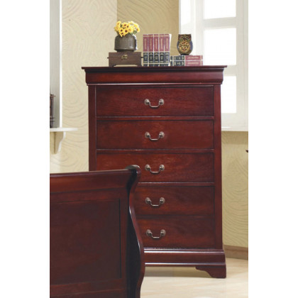 Coaster - Santee Louis Philippe Rectangular 5-Drawer Chest in Red Brown
