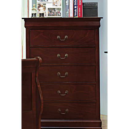 Coaster - Santee Louis Philippe Rectangular 5-Drawer Chest in Red Brown