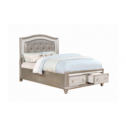 Coaster Bling Game Upholstered Storage Eastern King Bed - Metallic Platinum