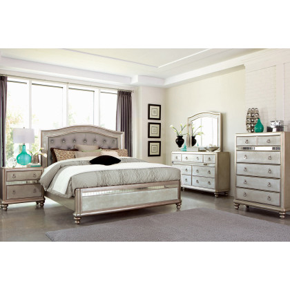 Coaster Bling Game Eastern King Panel Bed - Metallic Platinum