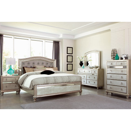 Coaster Bling Game Eastern King Panel Bed - Metallic Platinum