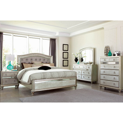 Coaster Bling Game Eastern King Panel Bed - Metallic Platinum