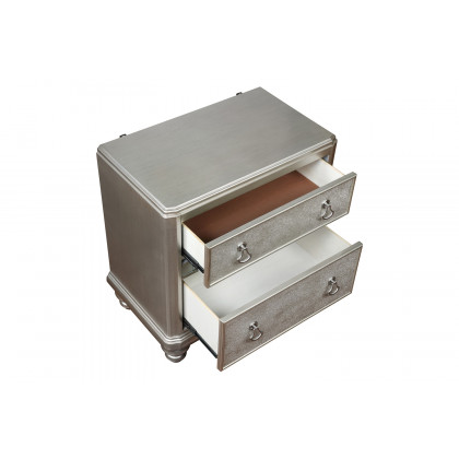 Coaster - Bling Game 2-Drawer Nightstand in Metallic Platinum
